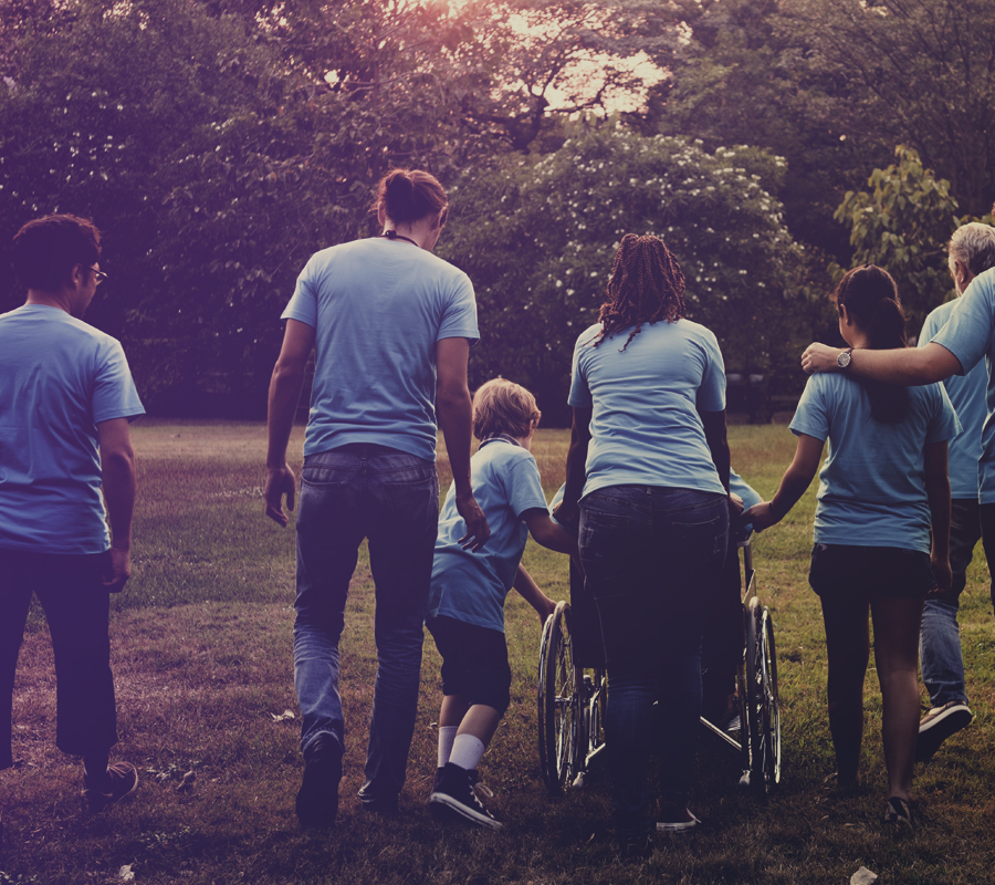 family walking together in a park